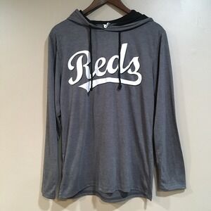 Cincinnati Reds Long Sleeve Hooded T-Shirt Womens M Gray Baseball MLB Logo Sport